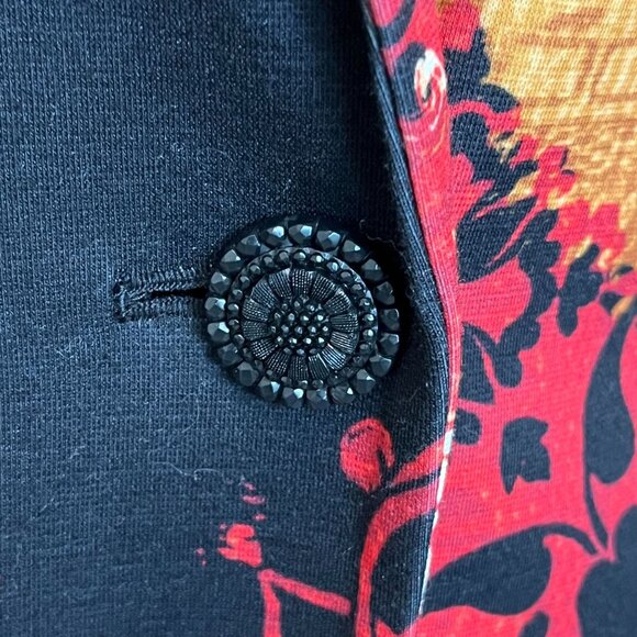 Chico's Paisley Patchwork Longline Blazer Jacket Red Black Gold Size 1 - Picture 9 of 11